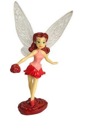 Disney Fairy Figurine Rosetta Tinker Bell Wings Stand 4" Red Pink Collectible To